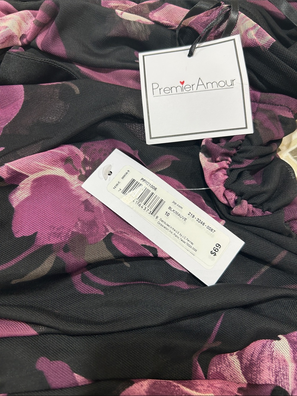 Premier Black One-Shoulder Dress with Purple Floral Print - Picture 2 of 2